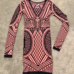 Free People Printed Long Sleeve Bodycon Dress